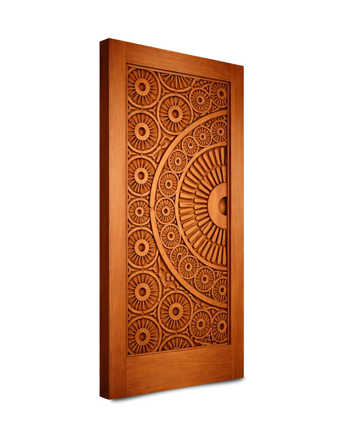 Solid Teak Wood Carved Door | CNC Wave Panel, Traditional Entryway Home Decor