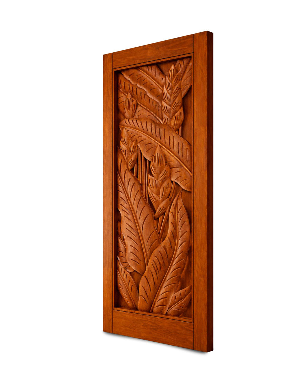 Solid Teak Wood Carved Door | Wave Geometric Design, Boho Rustic Home Decor