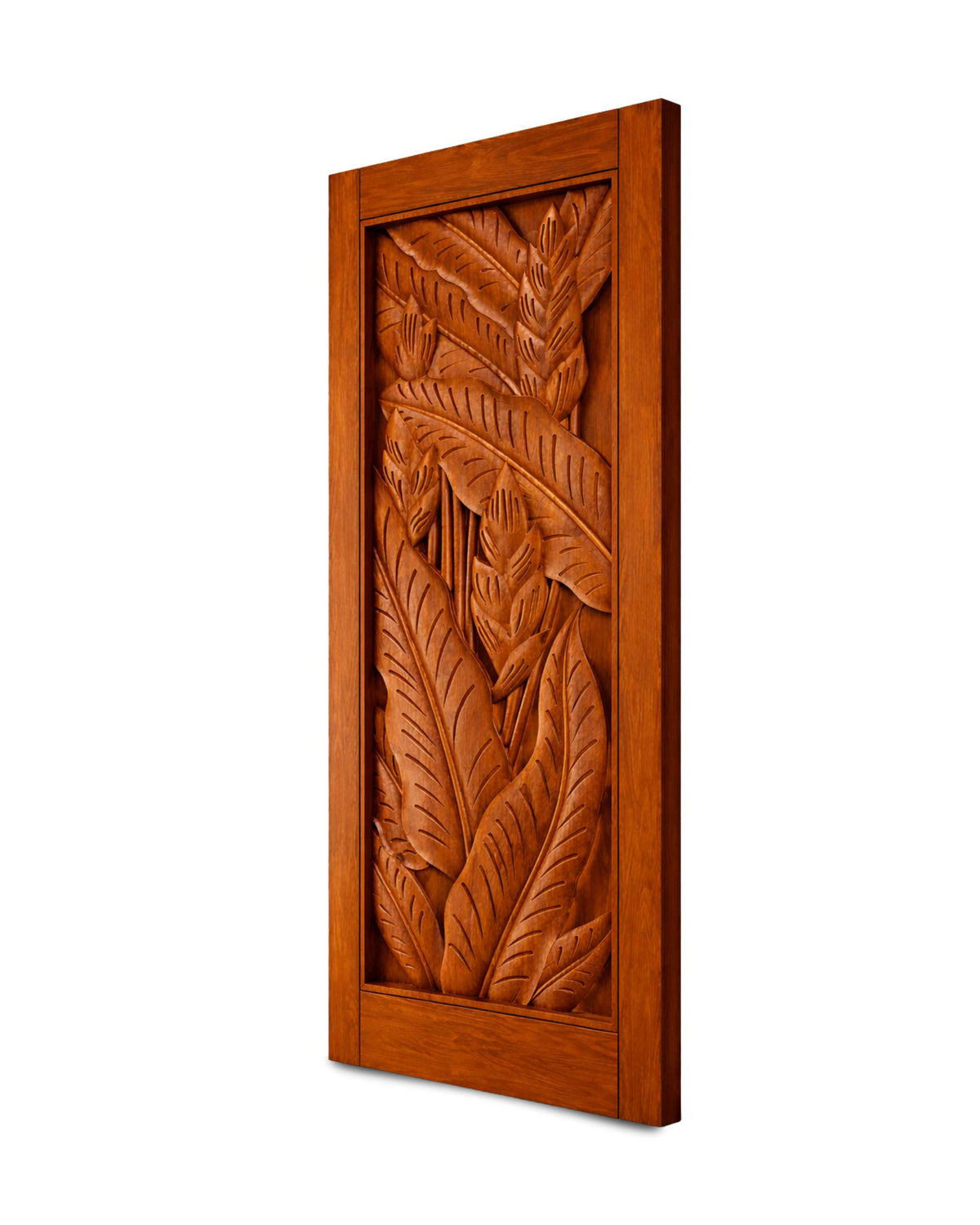 Solid Teak Wood Carved Door | Wave Geometric Design, Boho Rustic Home Decor