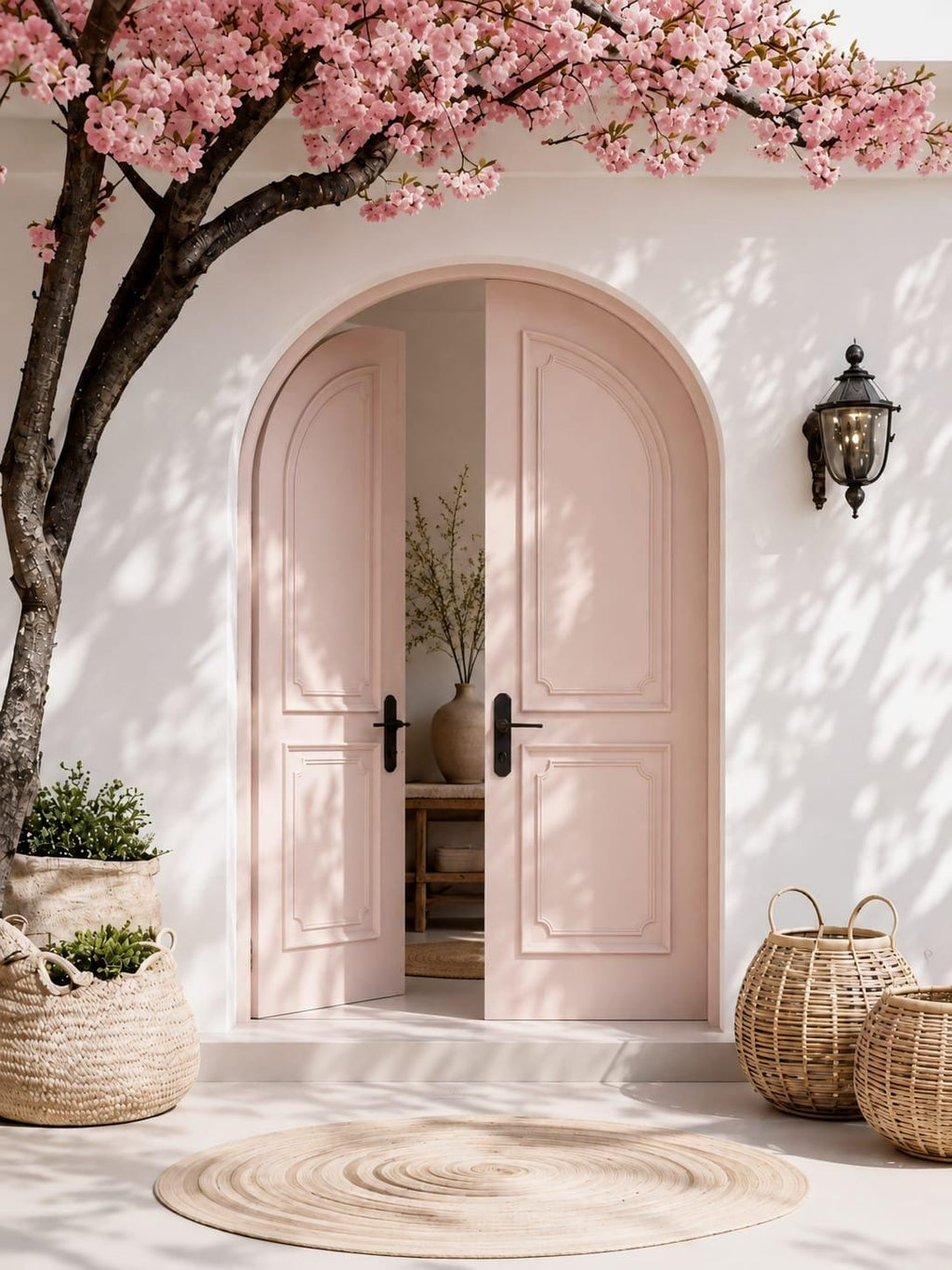 Custom Solid Teak Wood Double Door | Arched Entry | Handcrafted Raised Panel