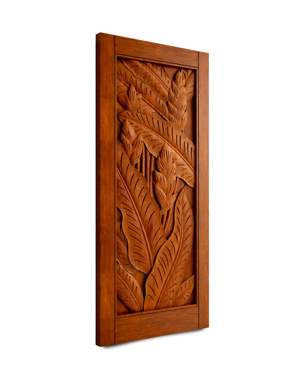 Solid Teak Wood Carved Door | Wave Geometric Design, Boho Rustic Home Decor