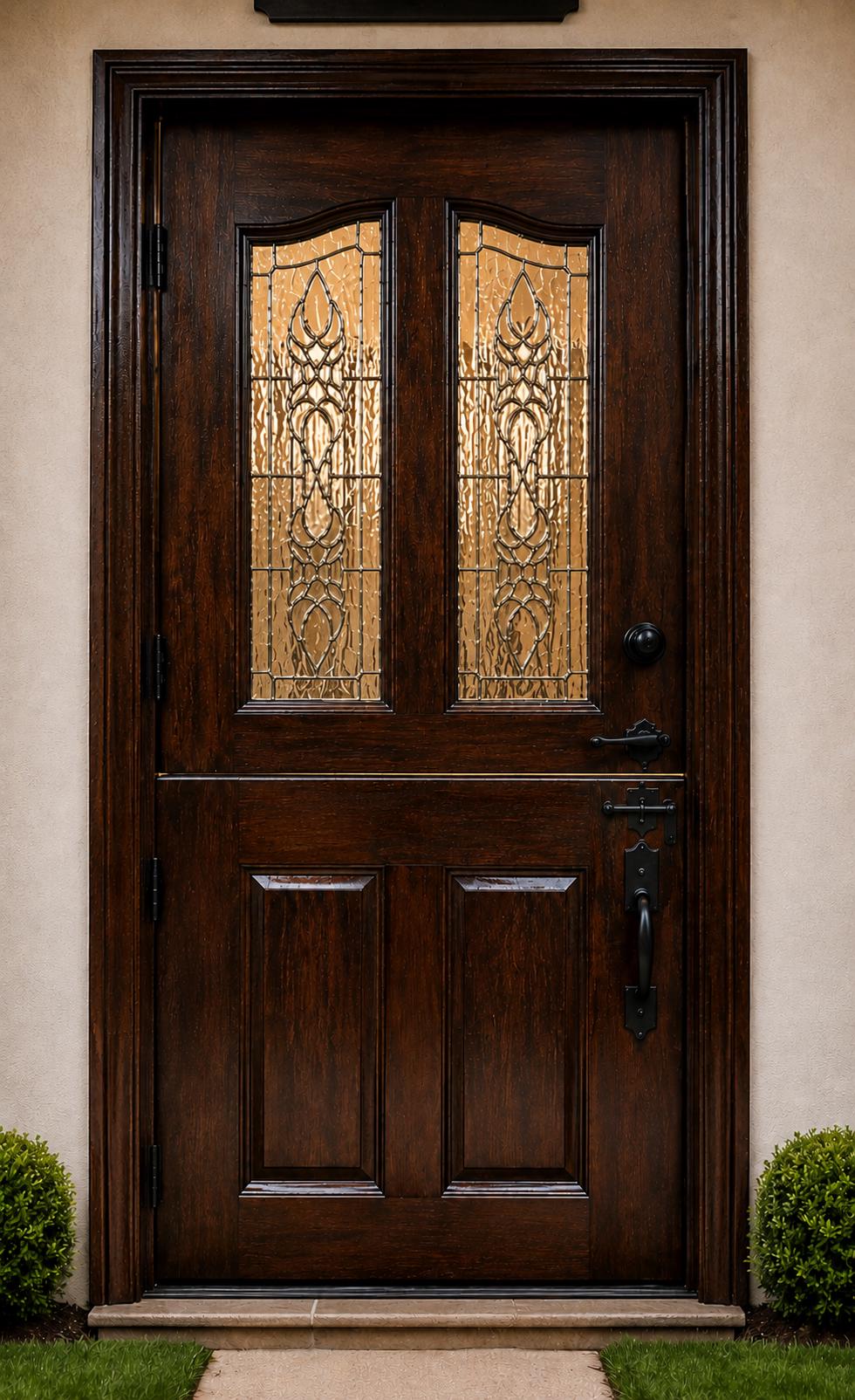 Solid Teak Wood Carved Door | CNC Wave Panel, Traditional Entryway Home Decor