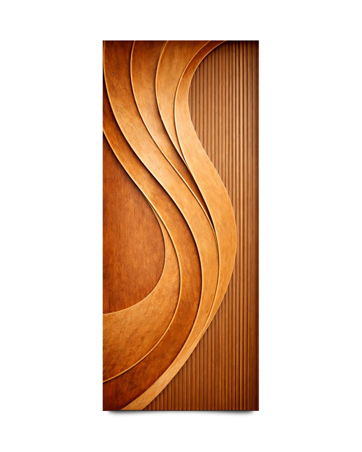 Solid Teak Wood Wave Door | CNC Carved Luxury Interior Entry Door