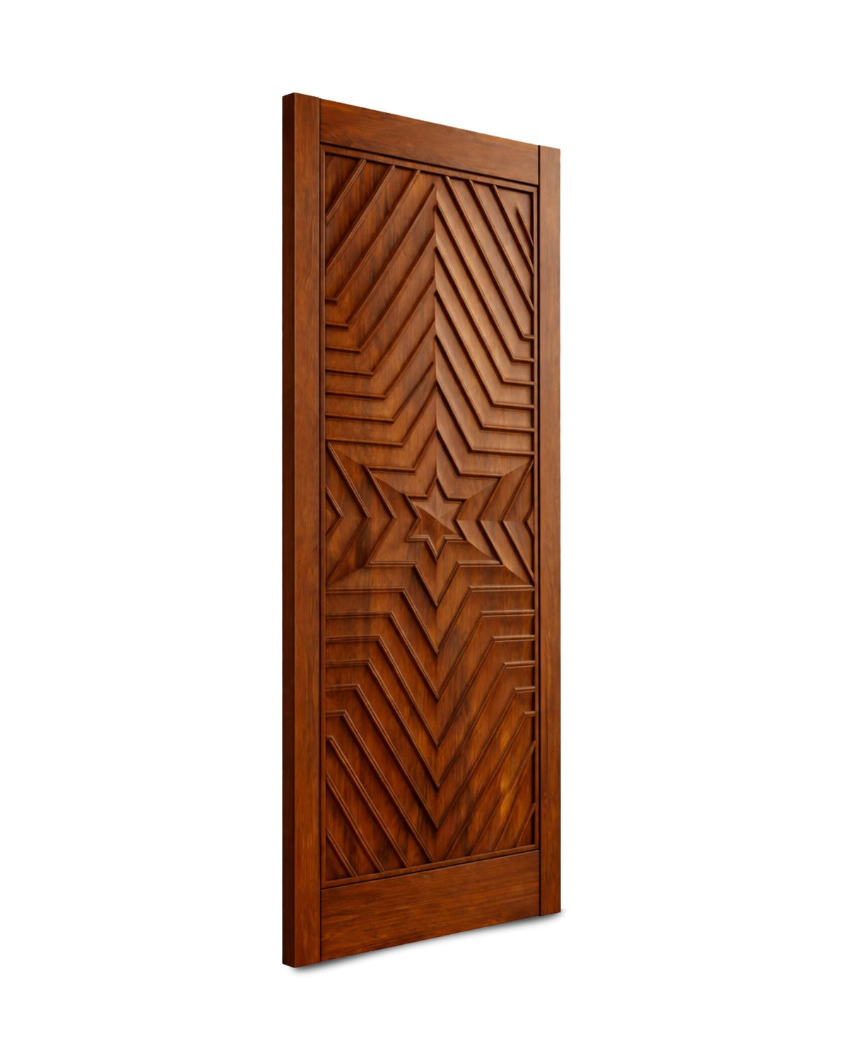 Solid Teak Wood Door | CNC Wave Design, Custom Size Entrance Door