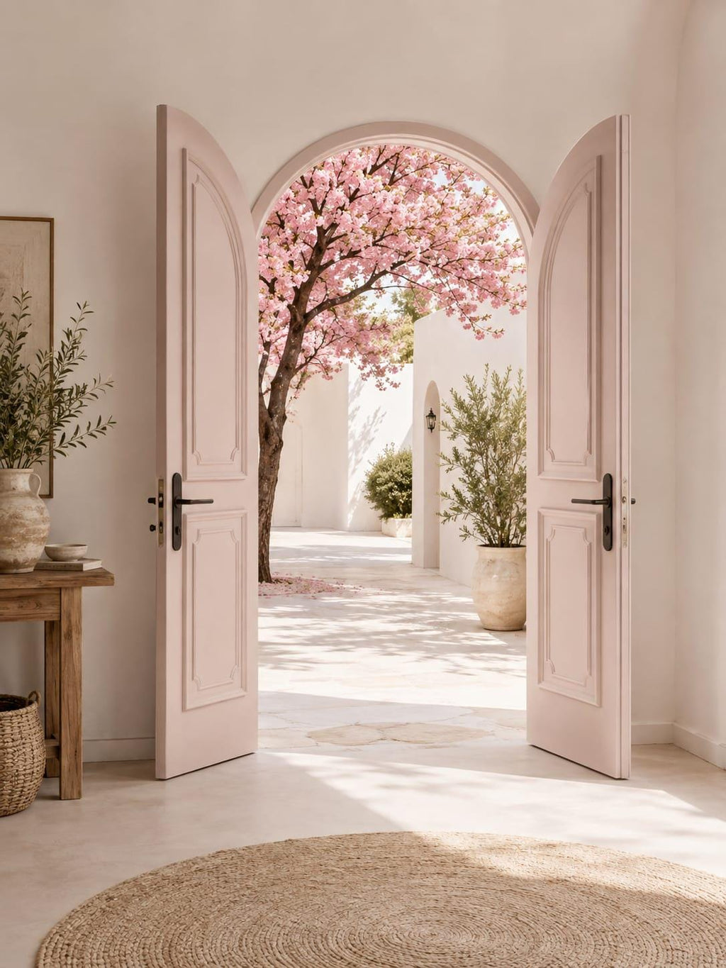 Custom Solid Teak Wood Double Door | Arched Entry | Handcrafted Raised Panel