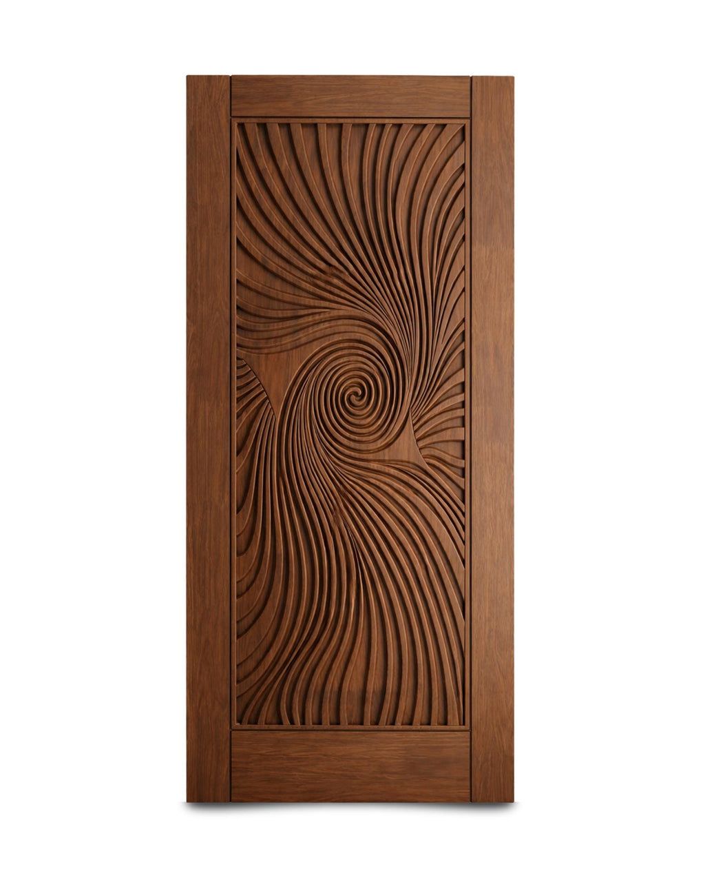 Solid Teak Wood Door | CNC Carved Wave Design, Interior Entry Panel