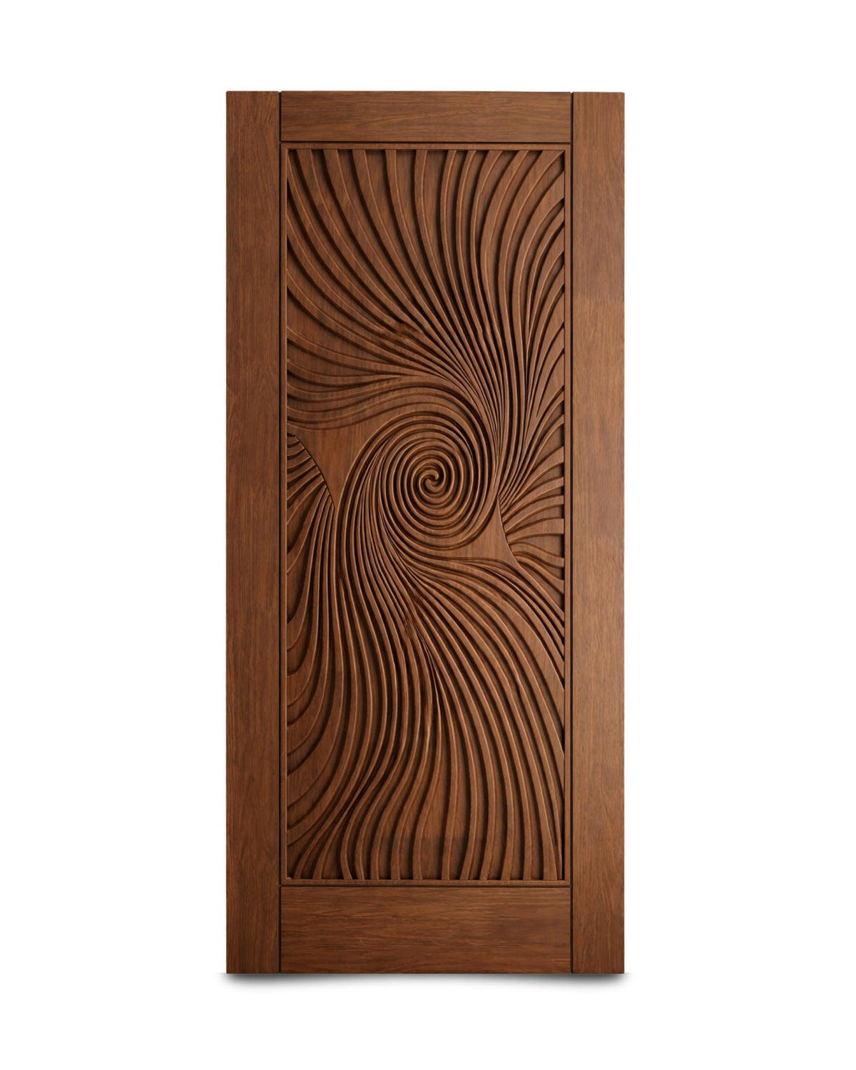 Solid Teak Wood Door | CNC Carved Wave Design, Interior Entry Panel