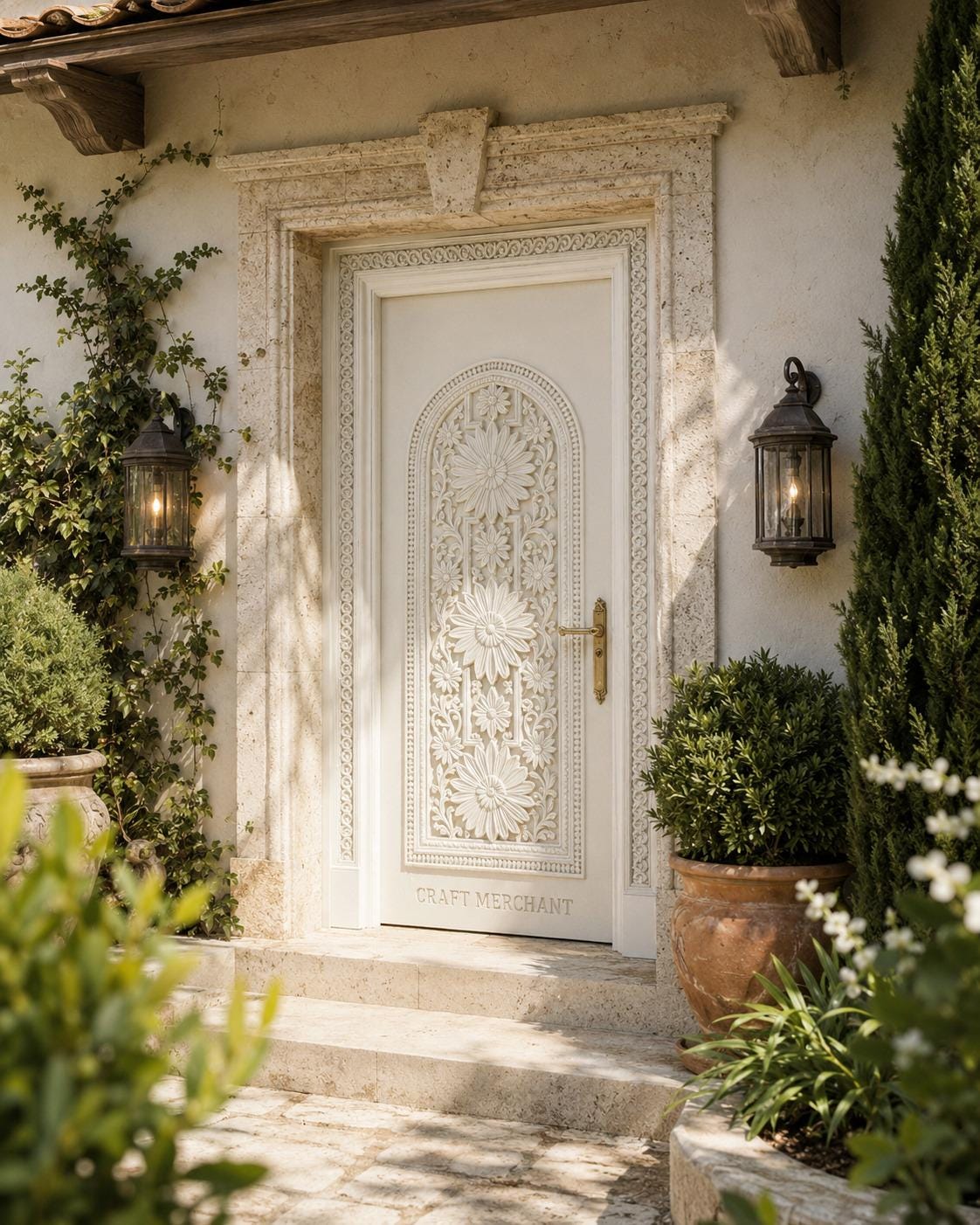 Luxury Solid Teak Wood Front Entry Door | Handmade Custom Exterior Door