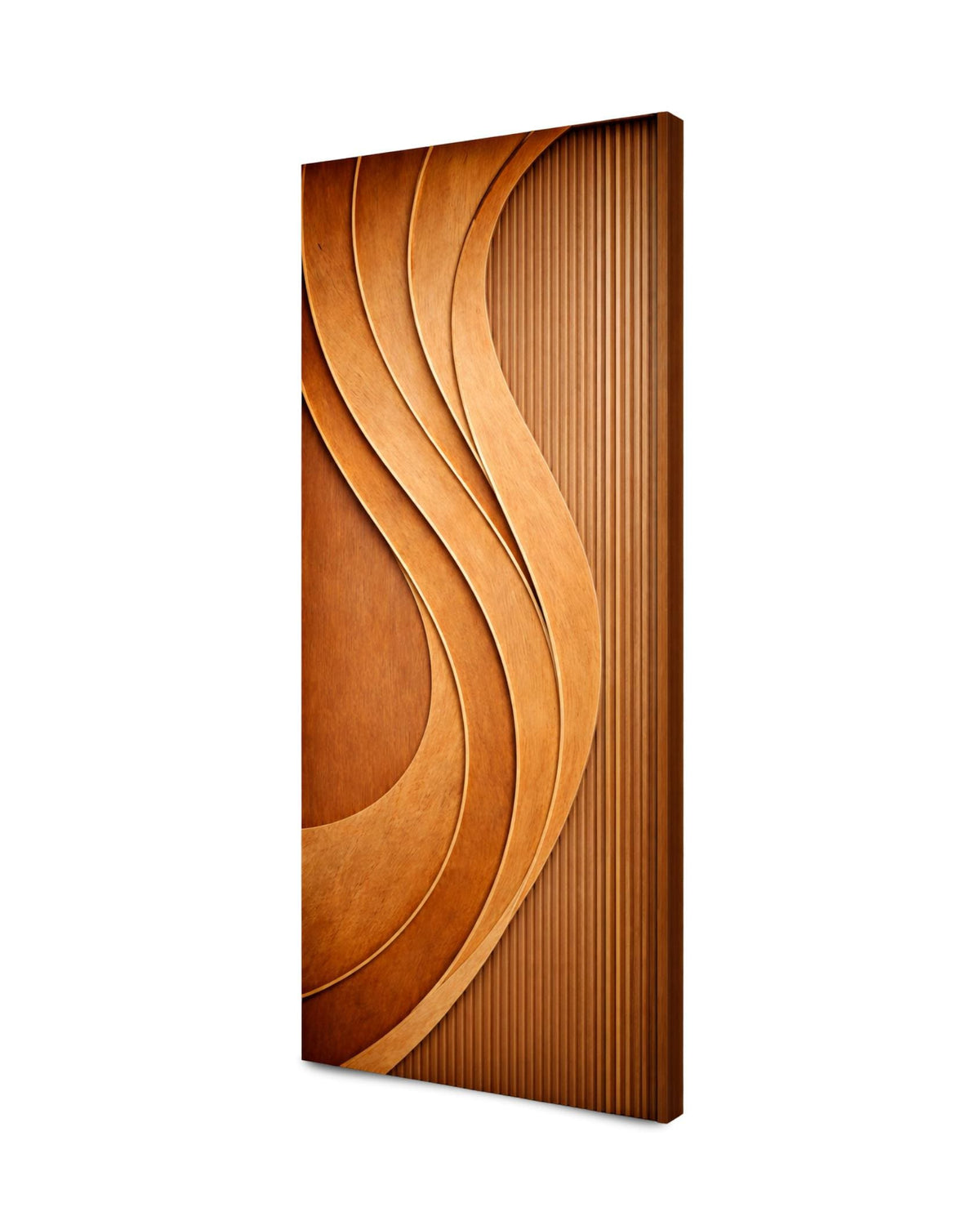 Solid Teak Wood Wave Door | CNC Carved Luxury Interior Entry Door