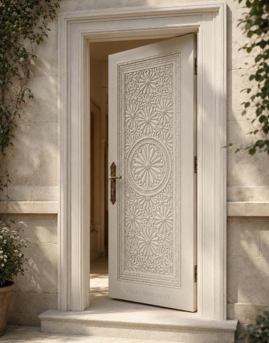Luxury Solid Teak Wood Front Entry Door | Handmade Custom Exterior Door
