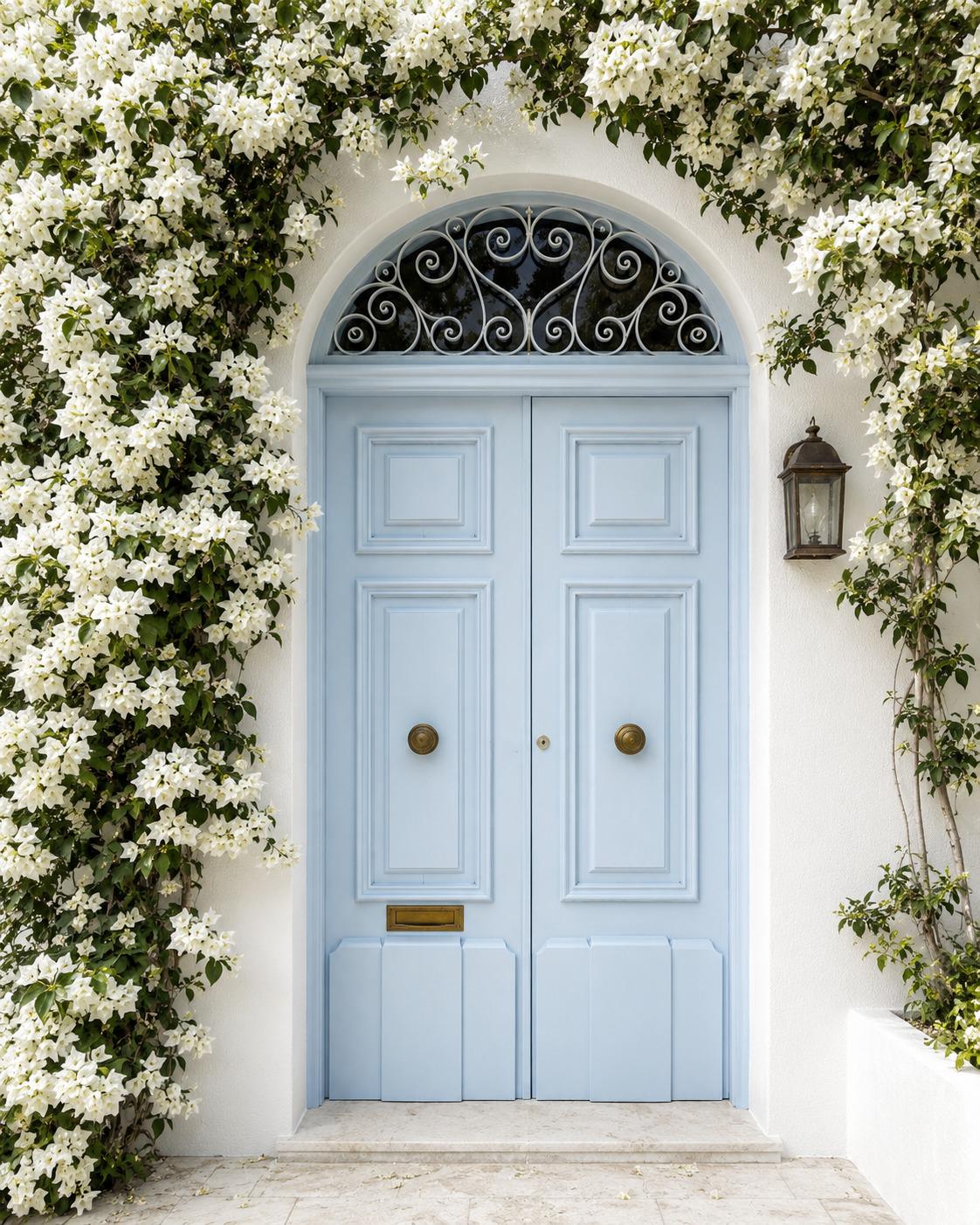 Custom Solid Wood Double Entry Door, Arched Transom Exterior Front Door