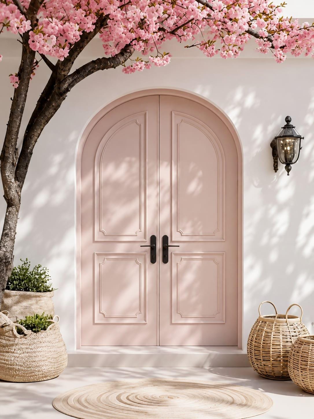 Custom Solid Teak Wood Double Door | Arched Entry | Handcrafted Raised Panel