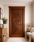 Solid Teak Wood Door | CNC Carved Wave Design, Interior Entry Panel