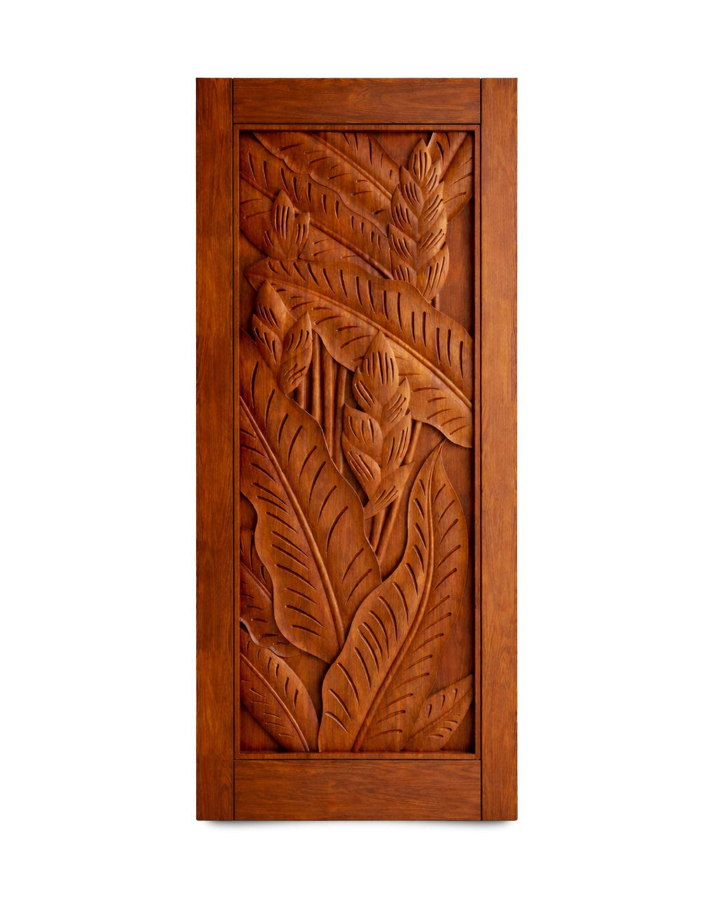 Solid Teak Wood Carved Door | Wave Geometric Design, Boho Rustic Home Decor