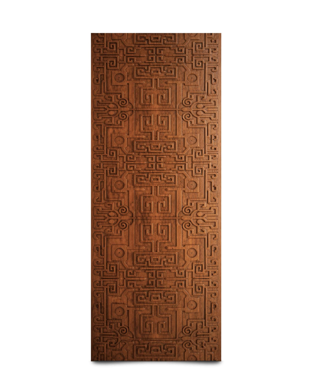 Solid Teak Wood Carved Door | Intricate Geometric Panel, Boho Rustic Home Decor