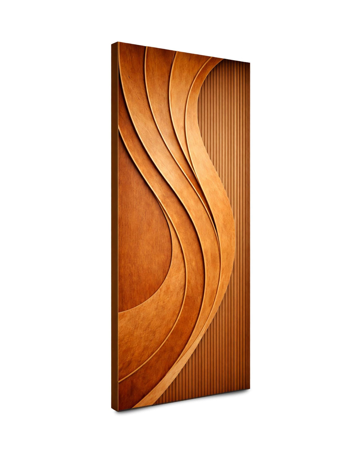 Solid Teak Wood Wave Door | CNC Carved Luxury Interior Entry Door