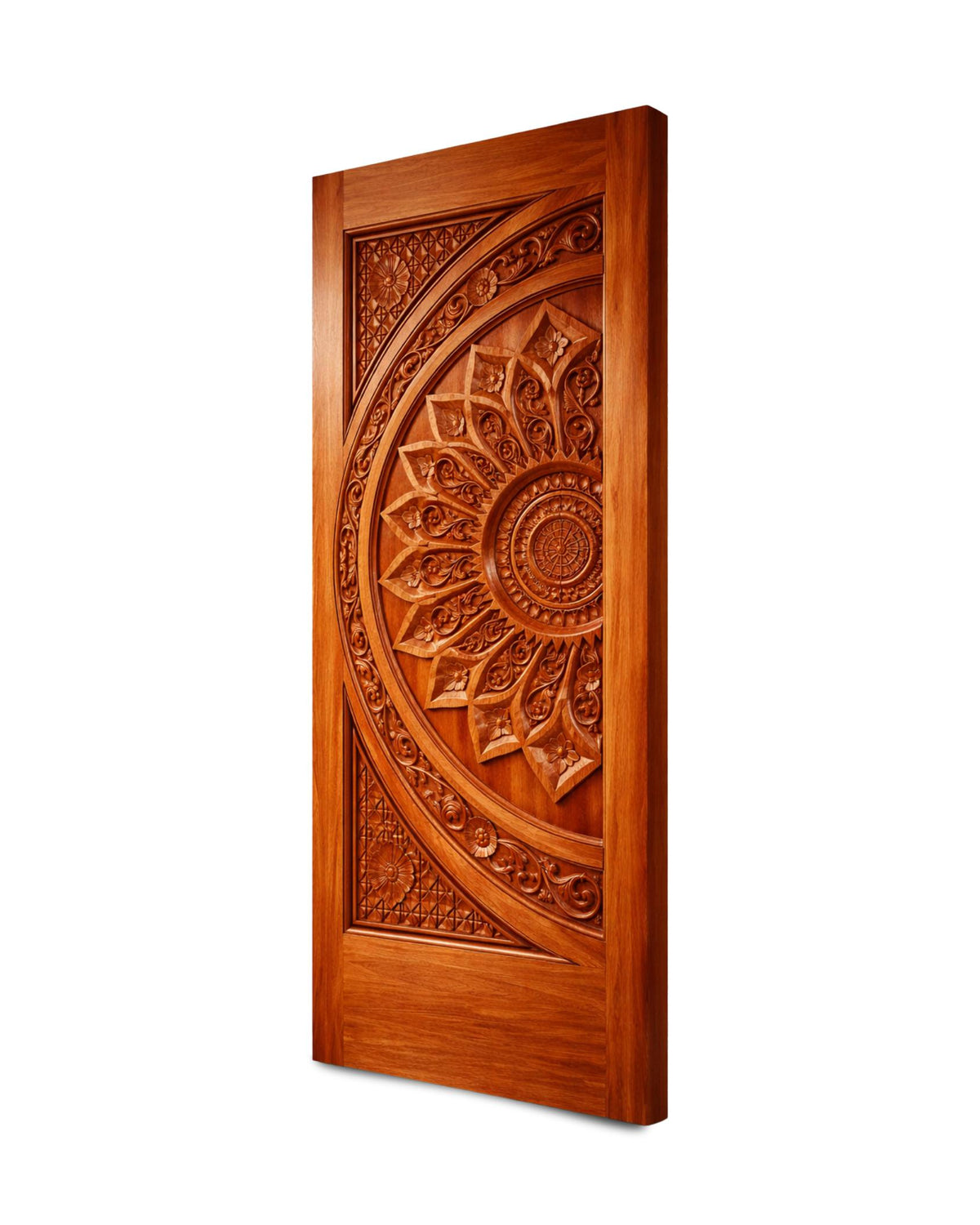 Carved Wooden Door | Mandala Floral Design | Boho Rustic Home Decor | Custom Wood Door