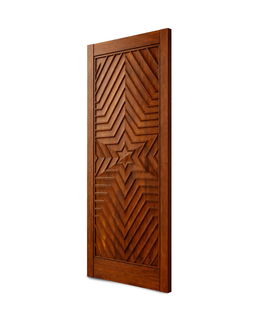 Solid Teak Wood Door | CNC Wave Design, Custom Size Entrance Door