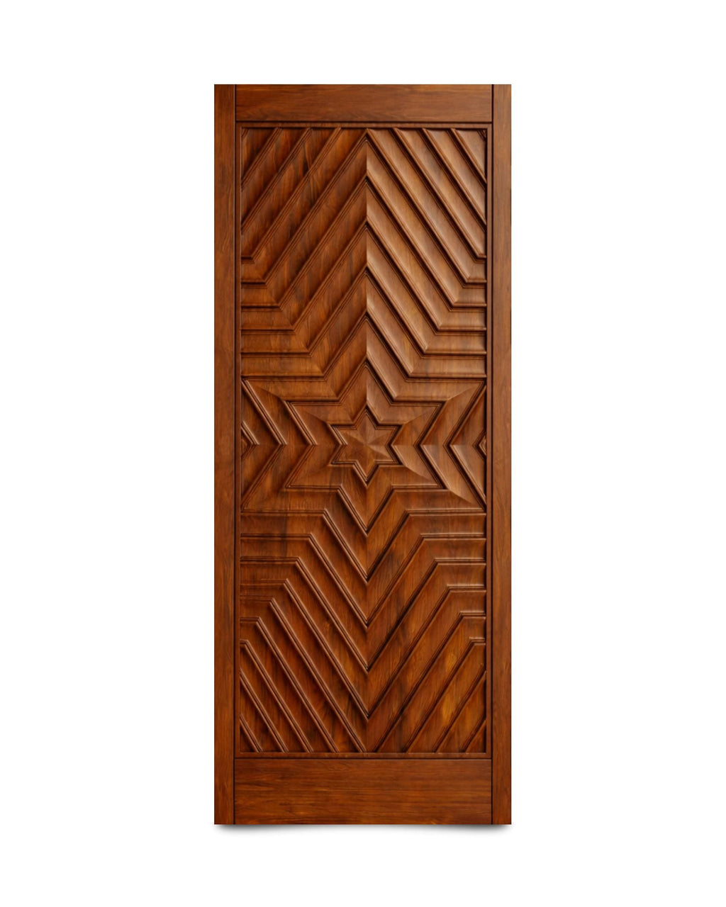 Solid Teak Wood Door | CNC Wave Design, Custom Size Entrance Door