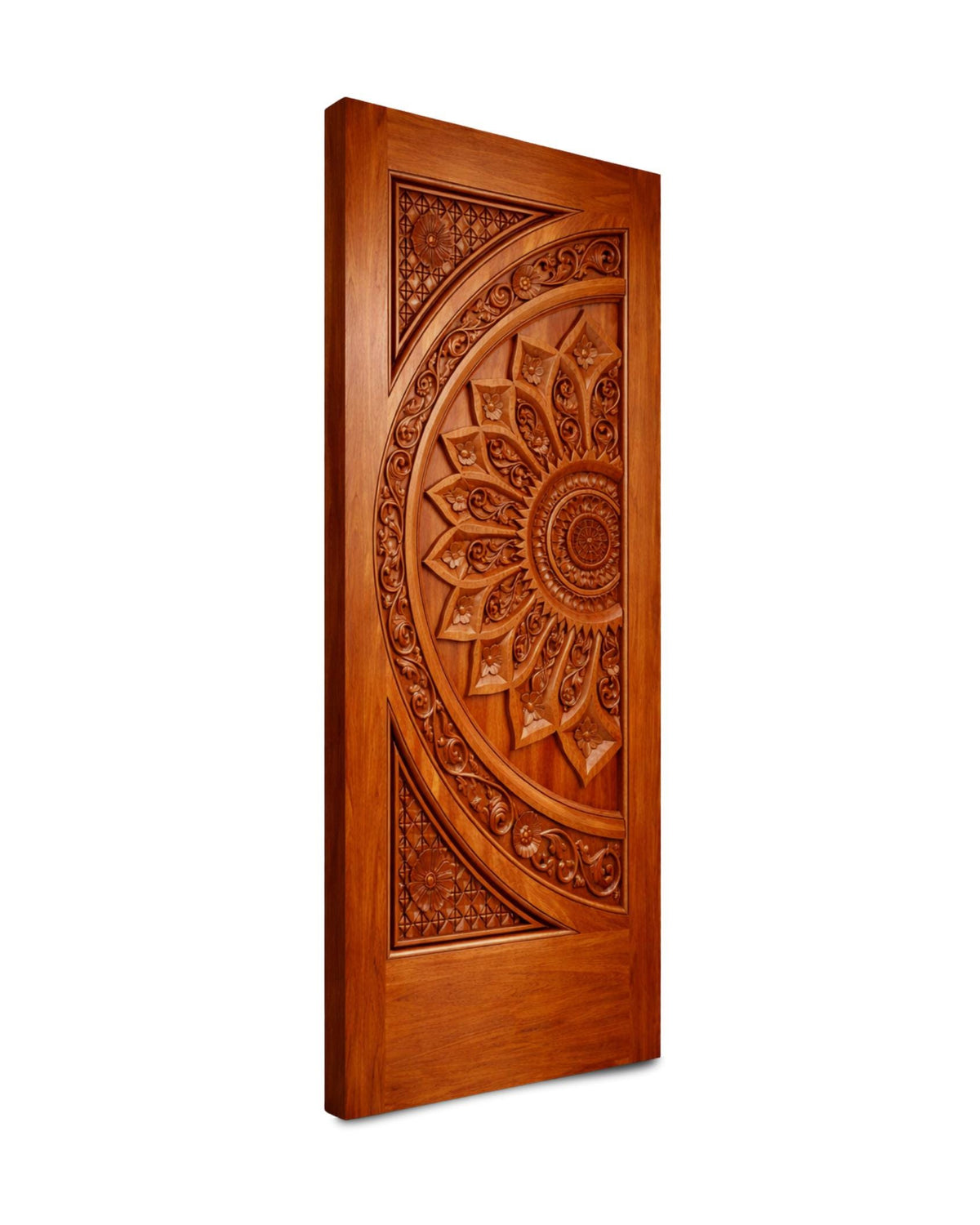 Carved Wooden Door | Mandala Floral Design | Boho Rustic Home Decor | Custom Wood Door