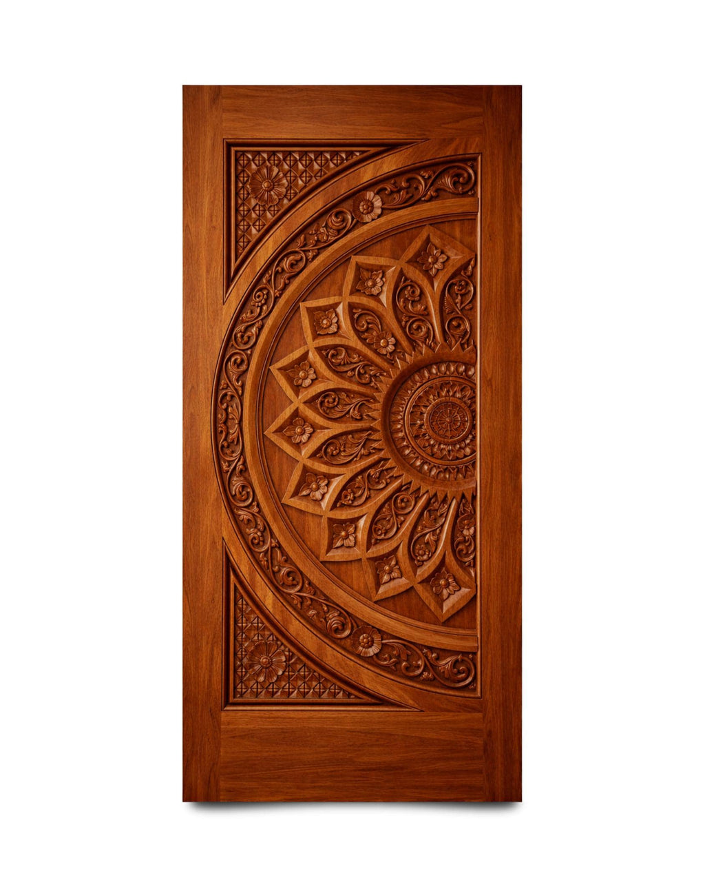 Carved Wooden Door | Mandala Floral Design | Boho Rustic Home Decor | Custom Wood Door