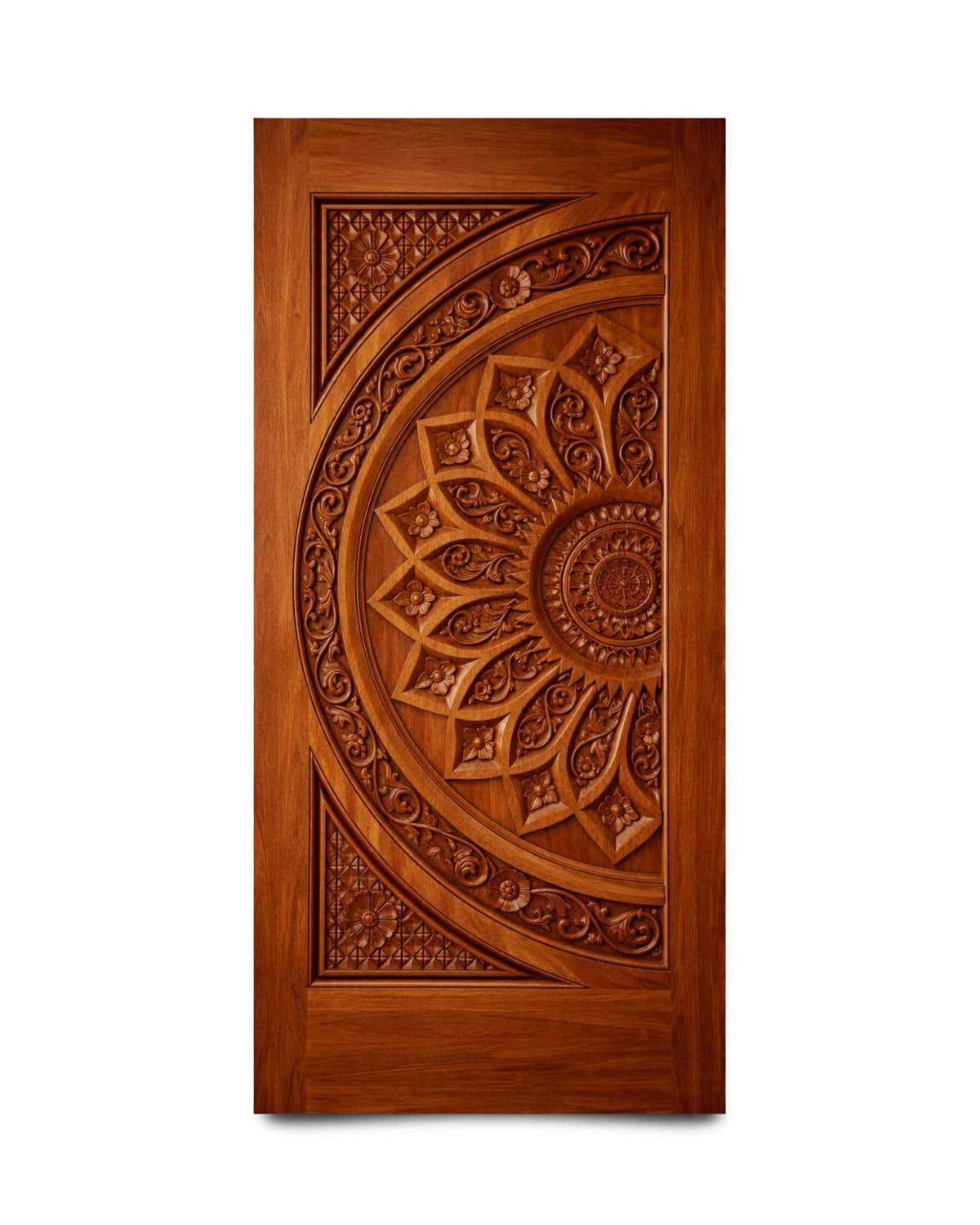 Carved Wooden Door | Mandala Floral Design | Boho Rustic Home Decor | Custom Wood Door
