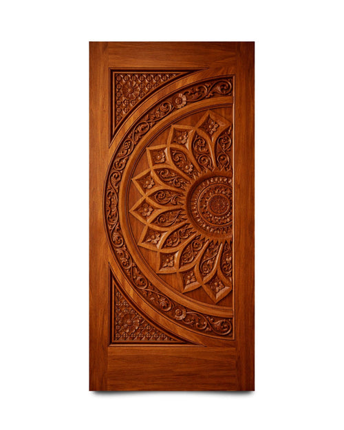 Carved Wooden Door | Mandala Floral Design | Boho Rustic Home Decor | Custom Wood Door